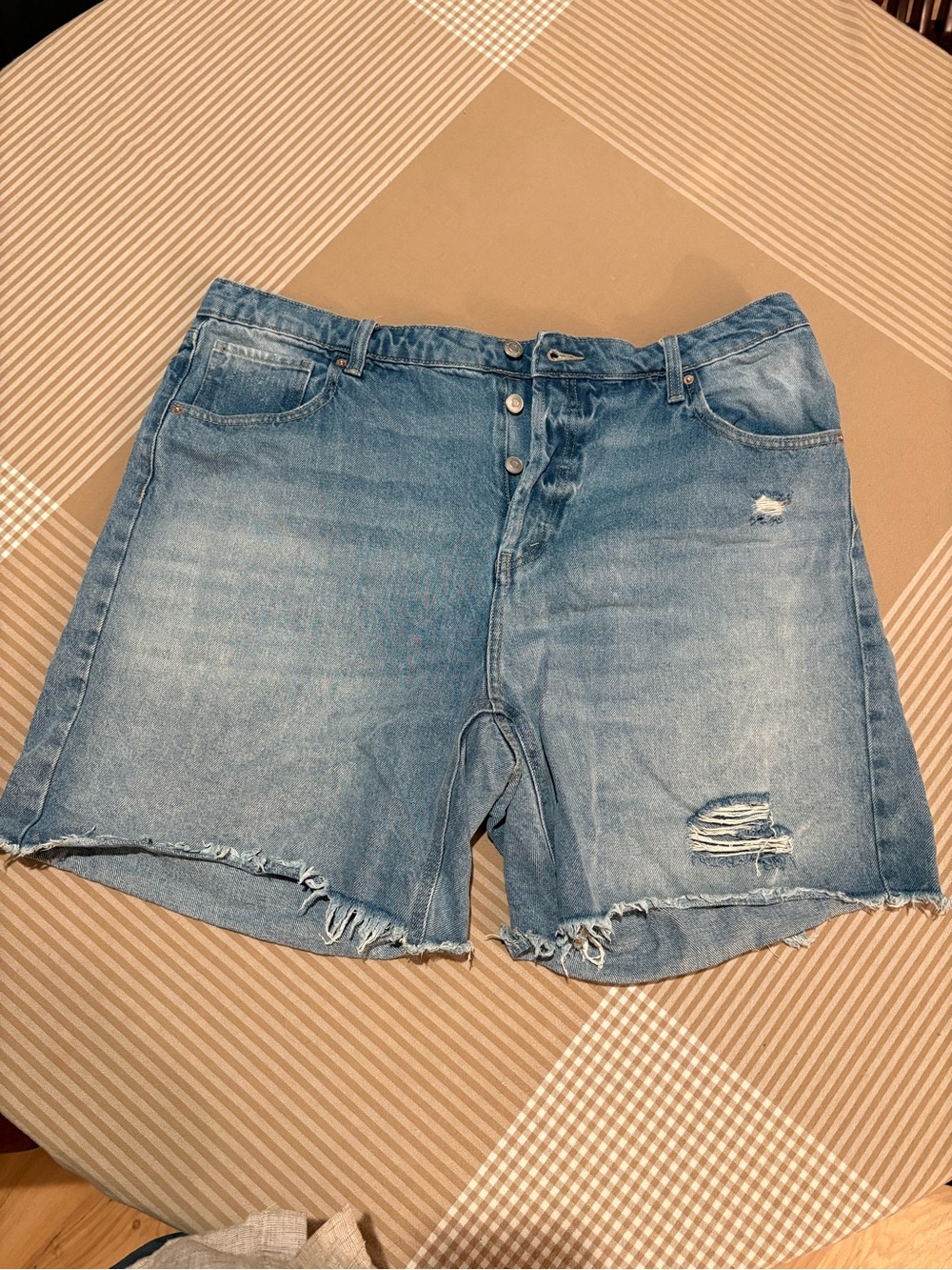 wild fable Light Blue Distressed High-Rise Denim Shorts